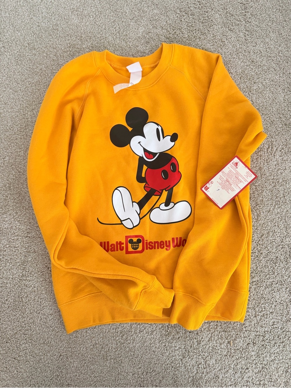 Disney Mickey Mouse Walt Disney World Gold Crewneck Sweatshirt | XS | NWT